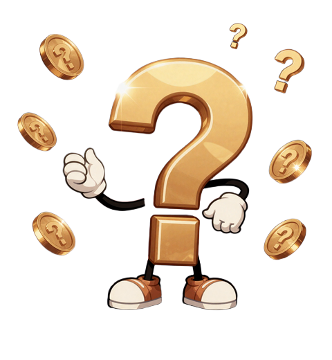 Yep Casino Maskottchen mit goldenem Fragezeichen und Casino-Elementen