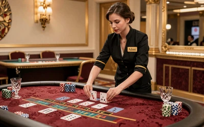 Live Baccarat am luxuri&ouml;sen Tisch mit goldenen Akzenten im Yep Casino