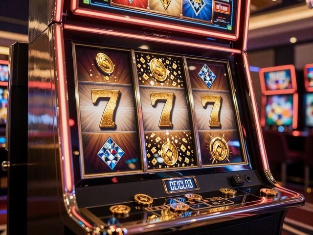 Goldene Spielautomaten mit Jackpot-Gewinn und fallenden M&uuml;nzen im Yep Casino